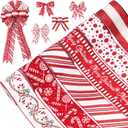 Christmas Ribbon Wired 2.5 inch,6 Rolls 36 Yards Red and White Christmas Tree Ribbon,Holiday Wired Ribbons for Tree Topper Bow Wreath Gift Wrapping Xmas Decorations (Red)