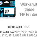 HP 952 Black Ink Cartridge for HP Printers | Works with Printer Series: OfficeJet 8702, OfficeJet Pro 7720, 7740, 8210, 8710, 8720, 8730, 8740 | Eligible for Instant Ink | F6U15AN