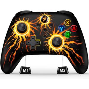 Svetaecho Wireless Switch 2 Controller for Nintendo Switch Controller/Lite/OLED, LED Wired PC Game Joysticks-Wireless iOS/Android Remote, Nintendo Game Accessories Interactive Gaming Figures (Colorful-RGB Fire)