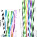 2 PACK Acrylic Straw Holder for Cabinet Doors, Reusable Straw Organizer with Ultra-Sticky Adhesive, Small Kitchen Accessories Container, Fits Both Short & Long Straws (Transparent)