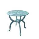 KAILI Outdoor Cast Aluminum Side Table Patio Side Table Backyard, Pool, Indoor, Easy Maintenance and Weather Resistant Coffee Table Porch Table Bistro Table (18.5round-Light Blue)