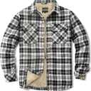 Men's Sherpa Lined Cotton Flannel Shirt Jacket Plaid Button Up Jacket Coat for Men with Pocket S