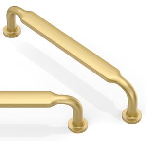 10 Pack Brushed Gold Cabinet Pulls 5 Inch(128mm) Kitchen Cabinet Handles Solid Zinc Alloy Cabinet Hardware Drawer Pulls (5" Hole Center)