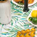 YiHomer Indoor Outdoor Tabletop for Spring Summer Decorations, Picnics and Dinner Parties - Stain and Water Resistant, Palm Leaves Dream, Zipper Tablecloth, 70" Round with Umbrella Hole