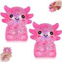 Axolotl Squishy Stress Ball, Slow Rising Stress Ball, Cute Axolotl Fidget Toy for Stress Relief, Anxiety Calming Sensory Toy for Adults, Axolotl Gifts Party Favors (2, Pink)
