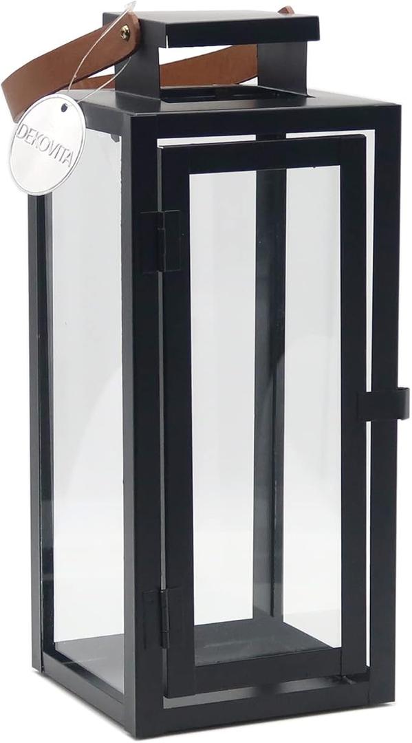 12.4" Black Metal Modern Candle Lantern