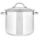 Amazon Basics Stainless Steel Induction Compatible Stock Pot with Glass Lid, Oven Safe, Dishwasher Safe, Sturdy, 8 Quart, Silver