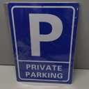 2-Pack Private Parking Signs - Aluminum Signage for Outdoor Use, Blue, 25 X 35 cm