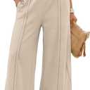 Tanming Womens Wide Leg Pants Cotton Stretchy High Waisted Palazzo Pants Daily Workout Wear Lounge Sweatpants with Pockets (Apricot-XS)