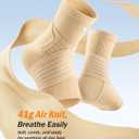 Low-Profile Ankle Braces for Women & Men, Customizable Ankle Compression Sleeve w/Wide Strap, Foot Support Wrap for Plantar Fasciitis Pain Relief, Achilles Tendonitis, Sprain, Beige, 1 Pair, L