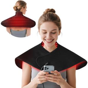 Red Light Therapy for Neck and Shoulder Heating Pad, Red Light Therapy Mat for Body with 660nm & 850nm, 210 LEDs redlight with Adjustable Timer & Intensity, Gifts for Women, Men, and Pets
