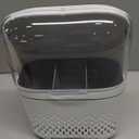 Utensil Holder, Waterproof Compartmental Storage Cutlery Drainer with Cover, Wall Mount Utensil Rack Detachable Kitchen Hanging Chopstick Container, 11.8 x 7.5 x 3.3in(Moonlight White)