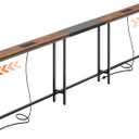 Huuger Narrow Sofa Table with 2 Power Outlets, 110.2-133.8 Inch Adjustable Length, Behind the Couch Table with USB-C Port, Long Entryway Console Table, Anti-tip Kit, for Living Room, Rustic Brown, 110.2"-133.8"W x 29.5H”