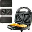 OVENTE 3 in 1 Electric Sandwich Maker, Panini Press Grill and Waffle Iron Set with Removable Non-Stick Plates, Perfect for Cooking Grilled Cheese, Tuna Melts, Burgers, Steaks and Snacks, Black GPI302B