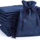Naler 24pcs 3.9 x 5.5 Inch Burlap Bags with Drawstrings, Linen Gift Bags Jewelry Pouches Sacks for Wedding, Party Favors, DIY Craft, Presents (Navy Blue)
