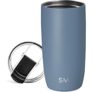 Simple Modern Travel Coffee Mug Tumbler with Flip Lid | Reusable Insulated Stainless Steel Cold Brew Iced Coffee Cup Thermos | Gifts for Women Men Him Her | Voyager Collection | 16oz | Blue Dune