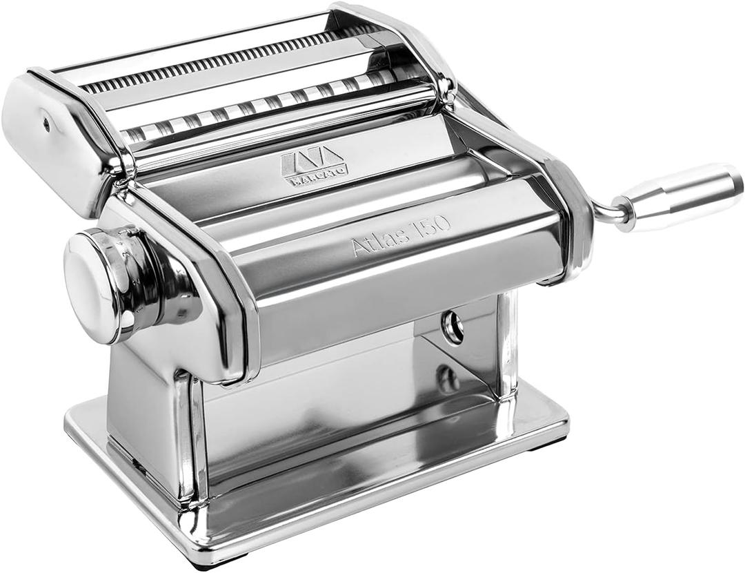 Marcato Made in Italy Atlas 150 Design Manual Pasta Maker Machine, Chrome Steel. Makes Lasagna, Fettuccine & Tagliolini