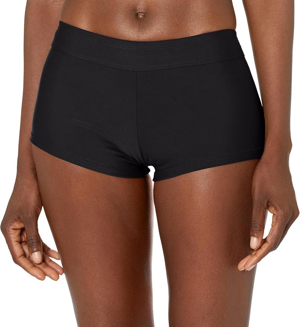 Catalina Women’s Banded Boyshort Swimsuit Bottoms, Medium, Black