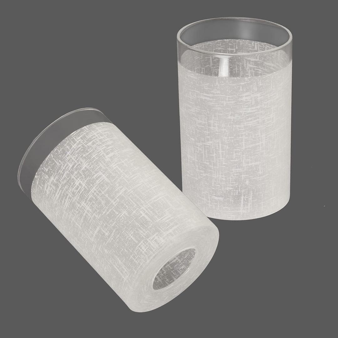 2 Pack White Linen Frosted Glass Lamp Shade, Cylinder Light Fixture Replacement Globe or Cover with 1-5/8-Inch Fitter for Pendant Light Chandelier Wall Sconce, G0034