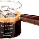 250ml 8.5OZ 1CUPS Espresso Glass,Espresso Shot Glasses with Wood Handle,Double Spouts Coffee Shot Glasses for Machine Accessories