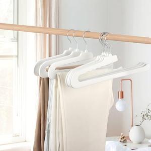 Komost Open Ended Pant Hangers Space Saving, 10 Pack Plastic Pant Hanger Non-Slip for Men Women, Jeans Trousers Hangers for Closet