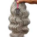 Salt & Pepper Wavy Natural Gray Indian Raw Hair Bundles (12" Wavy One Bundle)