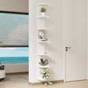 LitaEther Versatile 7 Tier Wall Shelf Unit,White Lack Wall Shelf,Display Floating Shelf with LED Remote Control Light