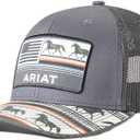 ARIAT Ladies Stripes Horse American Flag Grey Cap