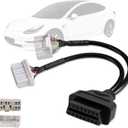 OBD2 Adapter Cable for Tesla Model X/S/3/Y,12Pin 20Pin to 16Pin Diagnostic Connector,Car OBDii 12+20 Pin for Tesla,Work with Au-tel MaxiSys Ultra EliteII PRO MS909/La-unch X431 Code Reader/Scanner