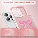 ZTOFERA for iPhone 16 Pro Max Case,Cute Pink Ribbon Bow Tie Planet Star Floral Aesthetic Phone Case,Trendy Slim Hard IMD Shockproof Protective Bumper Phone Cover for Women Girls,Ribbon