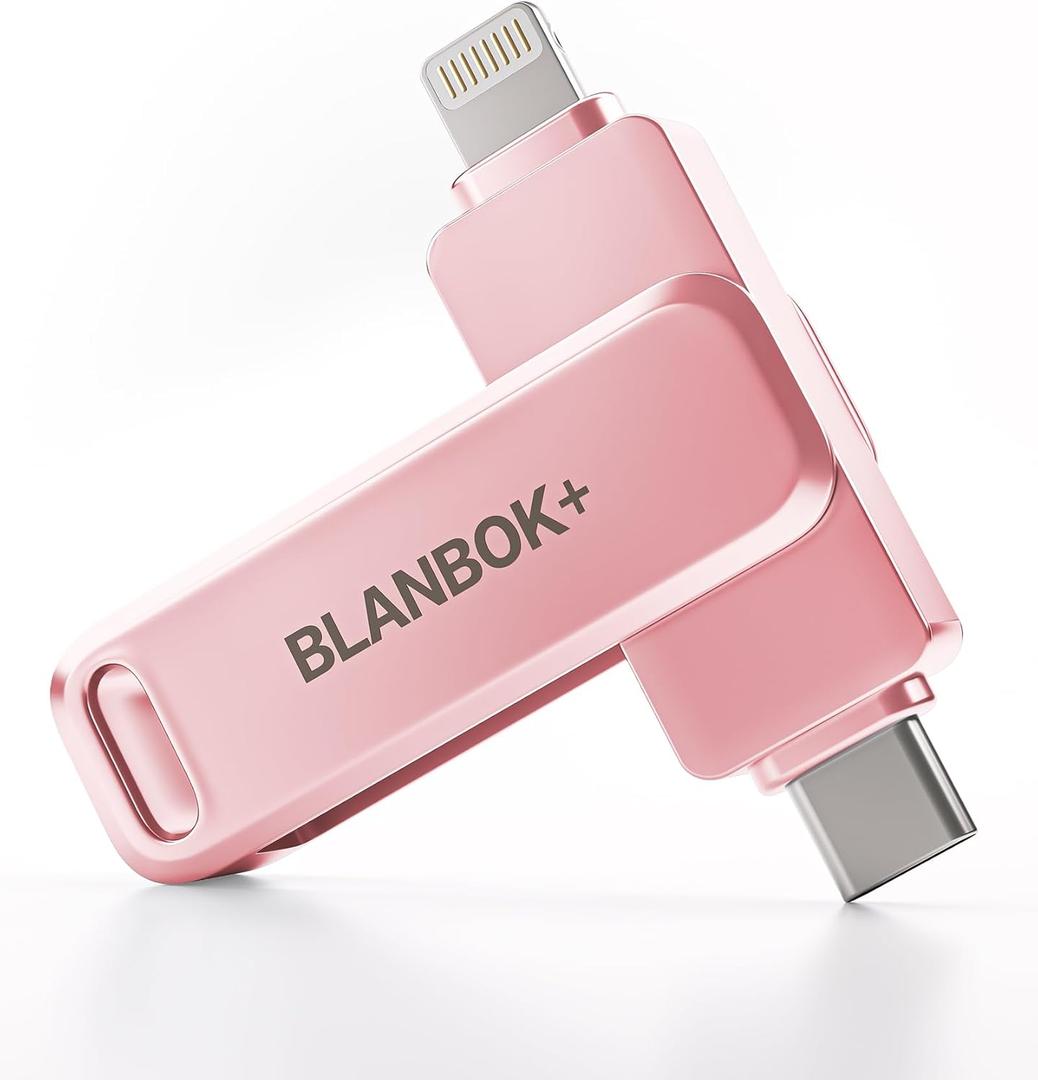 MFi Certified 256GB iPhone Photo Stick, USB Flash Drive for Photo/Video Backup, High-Speed Thumb Drive Compatible for iPhone/iPad/Android/PC (Pink)