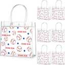 Aliceset 20 Pcs Baseball Clear PVC Gift Bag with Handles T Ball Snack Bags Sport Theme Party Favor Bag Bulk for Birthday Team, 8x8x3.15''