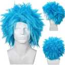 Geyoga 2 Pcs Blue Wig Funny Hairy Costume Wig Hair Accessories for Women Men Halloween Costume Party