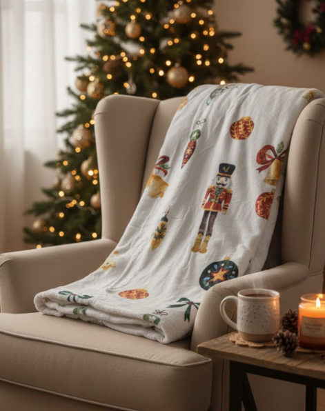 FuWeave 50 x 60 Inches Pink Christmas Throw Blanket Cute Soft Warm Lightweight Christmas Tree Blanket for Sofa Bed Gift Decor