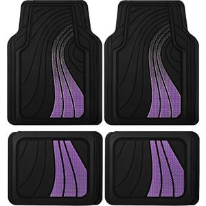 Road Comforts Car Floor Mats Full Set Front & Rear Car Floor Mats with Aluminum Design, Anti-Slip Backing, All-Weather Protection, Trim-to-Fit Car Mats for Most Sedans, SUVs & Vans - Purple