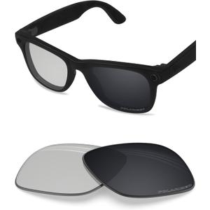 BLAZERBUCK Photochromic Replacement Lenses Compatible with Ray-Ban Meta Wayfarer RW4006 | RW4012 (Gen 2) 50mm Smart Glasses (Grey Photochromic Polarized - Polarized)