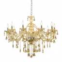 Durahonn Cognac K9 Crystal Chandeliers Lighting Fixture10 Lights, Classic Vintage Crystal Candle Chandelier, E12 Crystal Pendant Light Fixtures for Home Store Hallway (10 Lights)