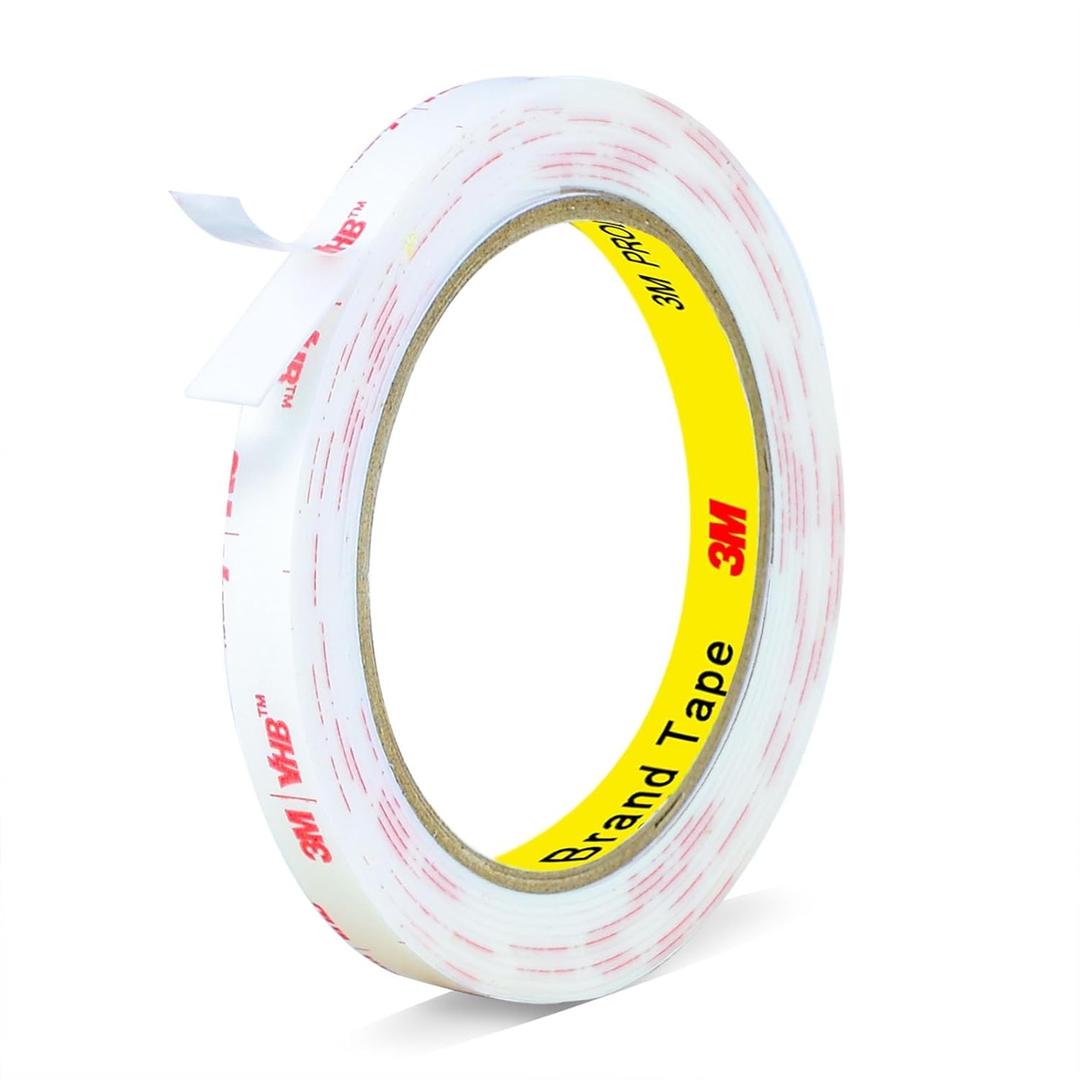 3M Double Sided Tape Heavy Duty,0.39in X 9.85ft Removable Mounting Tape for Wall, White Sticky Foam Tape, Picture Hanging Strips & Poster Hanger, Waterproof Adhesive Strips for LED Light
