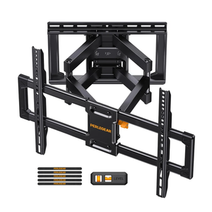 Perlegear UL Listed Full Motion TV Wall Mount for 42-90" TVs up to 132lbs, Heavy Duty TV Mount with Dual Articulating Arms, Tool-Free Smooth Tilt, Swivel, Fits 16" Studs, Max VESA 600x400mm, PGLF8