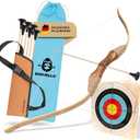 BOWRILLA Kids Bow and Arrow Set - Bow and Arrow for Kids Ages 4-8, Toy Archery Set with 6 Suction Cup Arrows, Wooden Target & Quiver