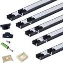 LED Strip Black U Channel Diffuser 10-Pack 6.56FT,17X7.5MM Surface Mounted Tape Light Aluminum Track with Milky Cover Cabinet,Stairs,Counter,Wall Flush Installed Low Profile