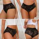 Sexy High Waisted Underwear for Women Plus Size Briefs Breathable Lace Panties High Waisted Cheekster Granny Panties (XL)