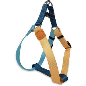 Tri-Color Dog Harness, Adjustable Step-in Design, No Pull, Heavy Duty, Medium Size, Blue Orange (M: 3/4"W x Chest 19''- 25")