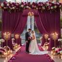 20ftx15ft Burgundy Backdrop Curtain for Wedding Parties, 4 Panels Wrinkle Free 15 FT Long Polyester Photo Backdrop Drapes Back Drop Cloth for Birthday Photography Background
