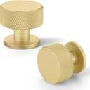 6 Pack Gold Cabinet Knobs for Kitchen Cabinets & Dresser Drawers, Round Single Hole Hardware Handles Pulls, Cupboard Drawer Knob