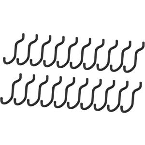 Cabilock 20pcs Metal Pegboard Hooks Double Arm Utility Holders Heavy Duty Wall Pegs for Garage Workshop Organization Panel Hooks for Tool Storage and Craft Hanging