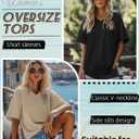 Huukeay 3 Pack Oversized Shirts for Women V Neck, 3-Color, Medium