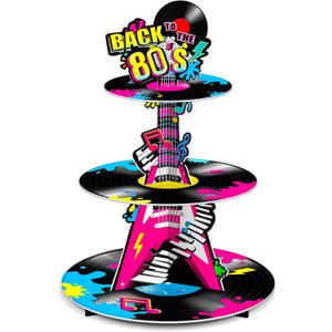 Ben Louis 3 Tier 80s Cupcake Stand Party Decorations Back to The 80's Theme Holder Retro 1980s Hip Hop Dessert Tower Birthday Cake for Neon Rock Hippie Supplies Ben Louis 3 Tier 80s Cupcake Stand Party Decorations Back to The 80's Theme Holder Retro 1980s Hip Hop Dessert Tower Birthday Cake for Neon Rock Hippie Supplies