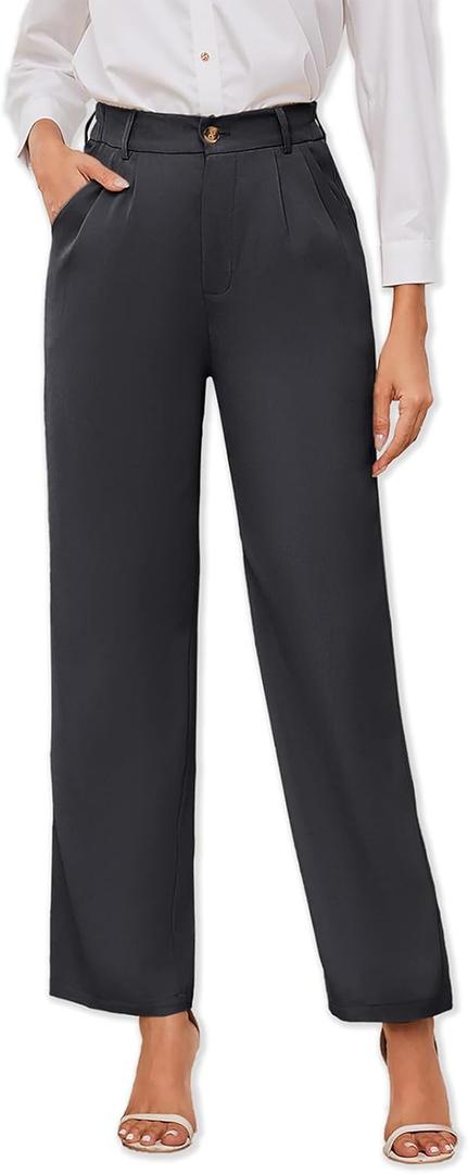 Women's Casual Wide Leg Pants Women Business Casual Pants Dress Pants Work Trousers for Women (L)