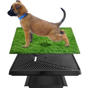 Dog Grass Pad with Tray, Dog Litter Box, Grass Pad for Dogs Indoor&Outdoor, Dog Potty Tray, Washable Puppy Pee Pad Turf for Dogs to Pee on Balcony Patio (25" x 21")